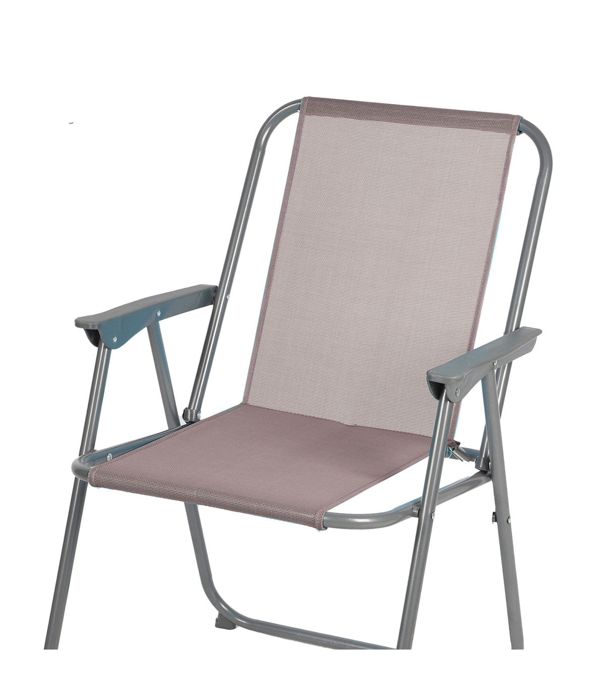 Fauteuil chaise De Jardin Pliable En Métal Et Textilène Taupe 53x55x75cm