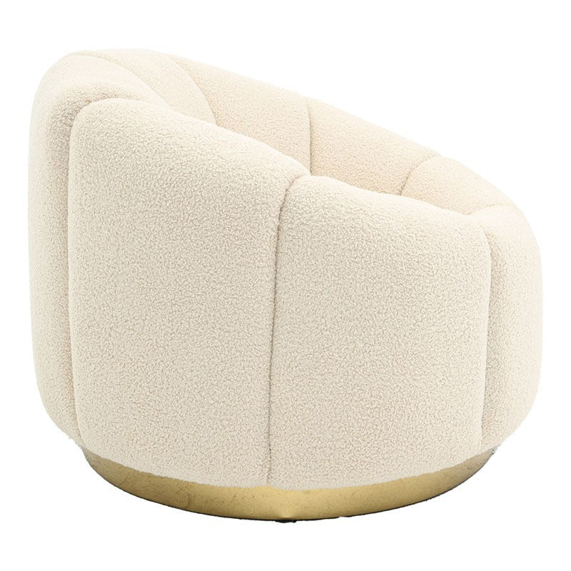Fauteuil Lettice tissu teddy blanc cassé-doré 95x83x69cm