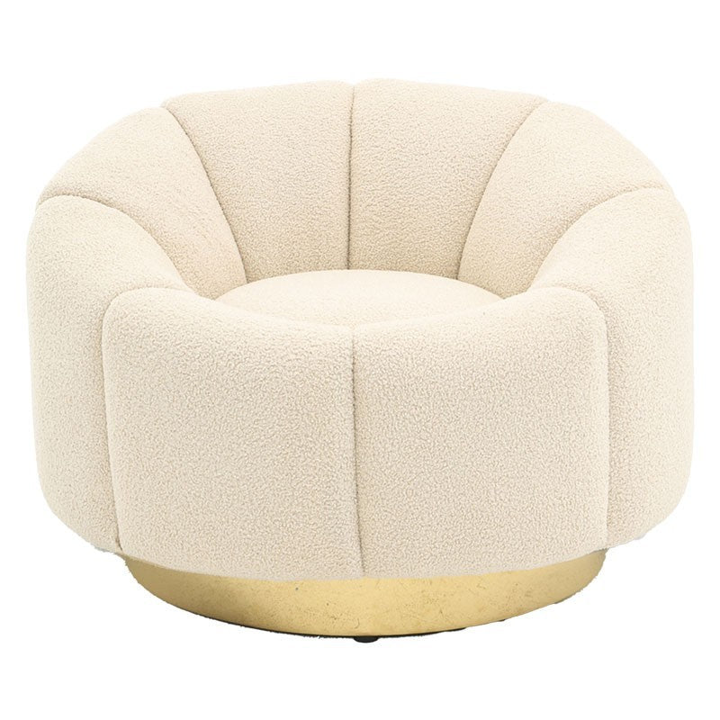 Fauteuil Lettice tissu teddy blanc cassé-doré 95x83x69cm
