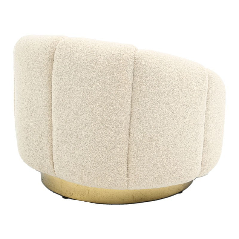 Fauteuil Lettice tissu teddy blanc cassé-doré 95x83x69cm