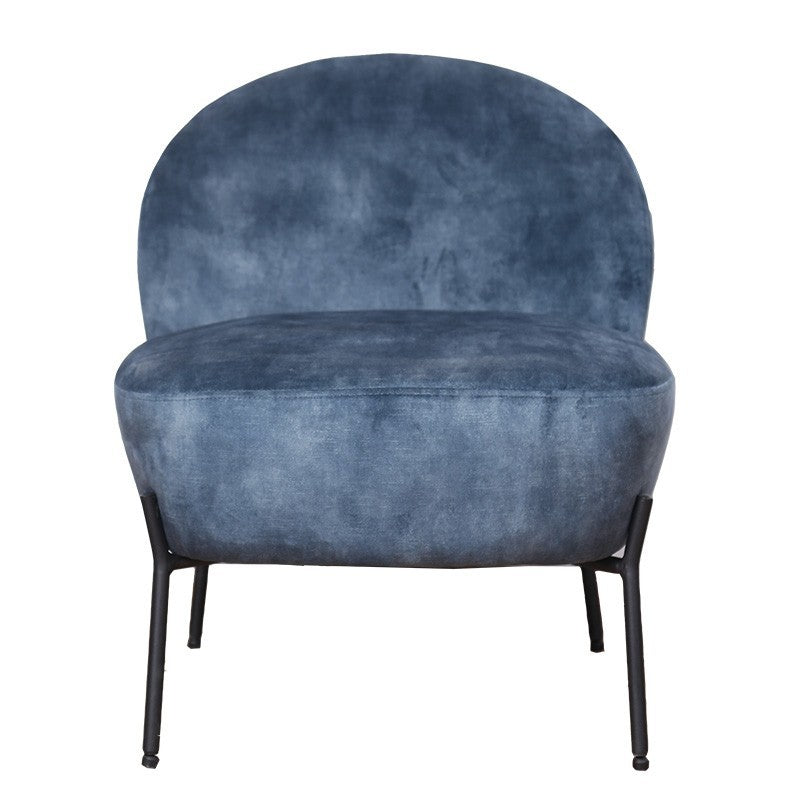 Fauteuil poète en velours bleu antique-noir 54,5x65,5x66cm