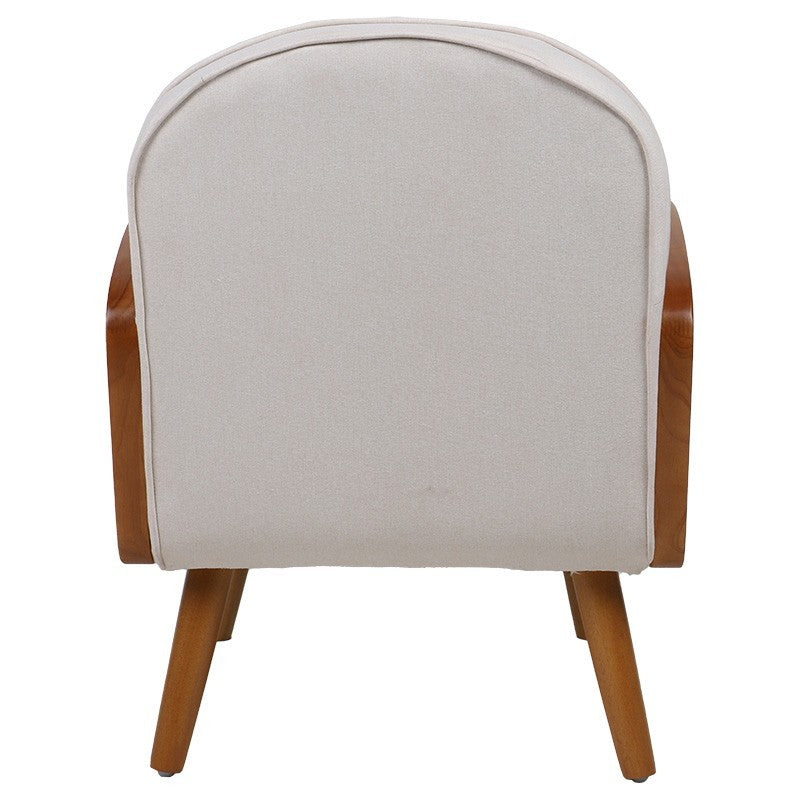 Fauteuil Ricco tissu beige-pe rotin naturel-hévéa noyer