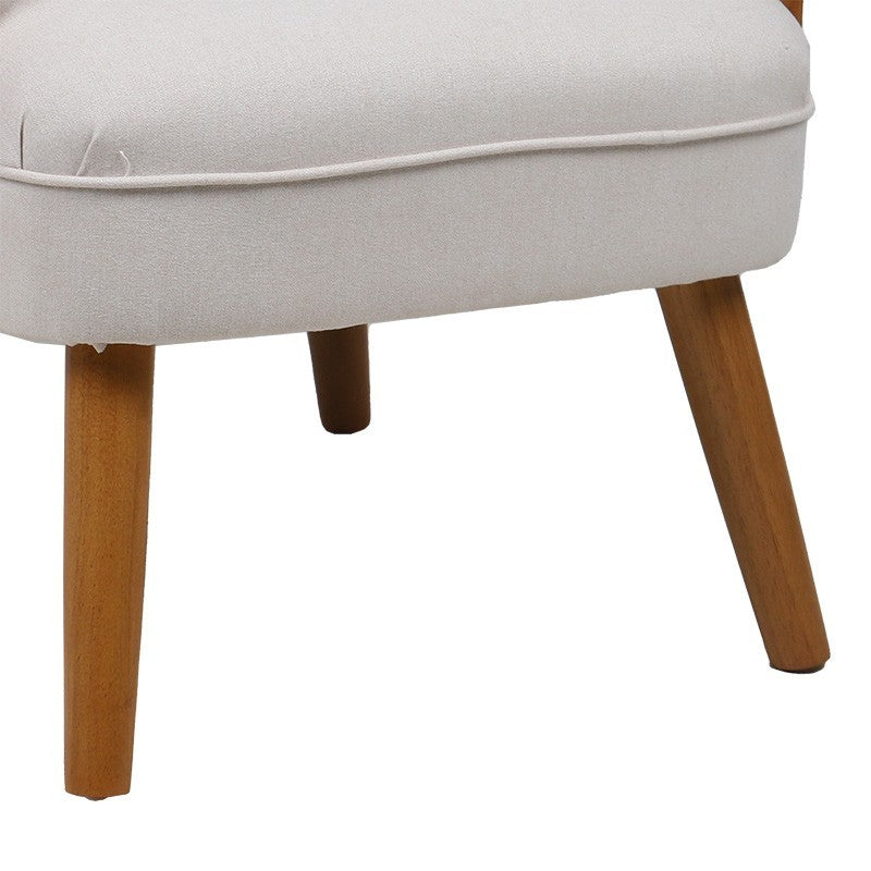Fauteuil Ricco tissu beige-pe rotin naturel-hévéa noyer