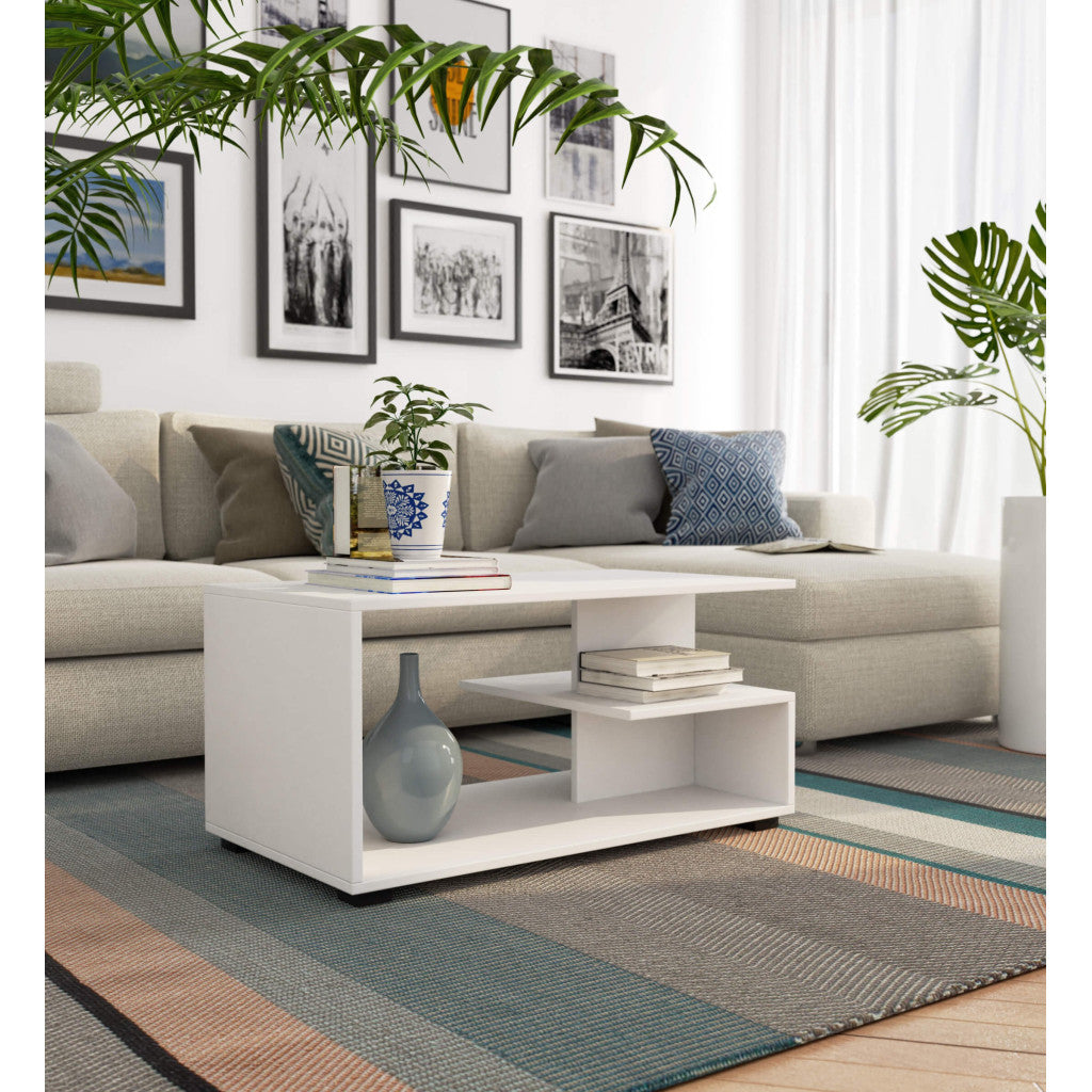 Table Basse bois Pin Chêne Sonoma 90x51x45 Cm Blanche
