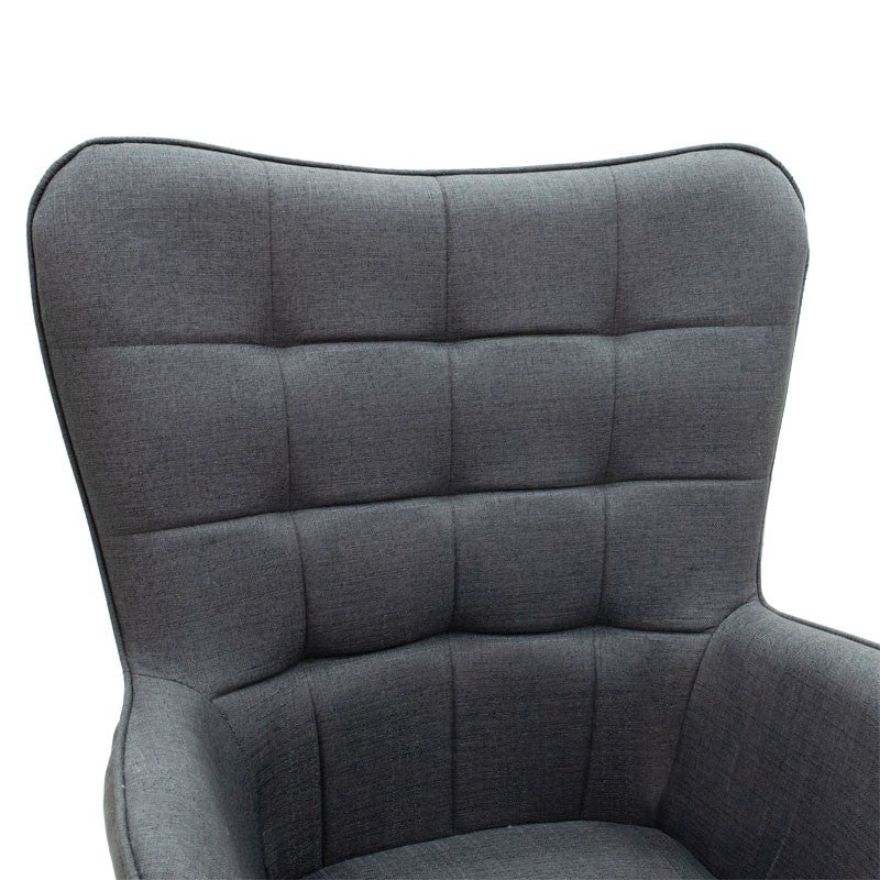 Fauteuil Maddison avec repose-pieds-coussin anthracite-tissu naturel 68x72x98cm