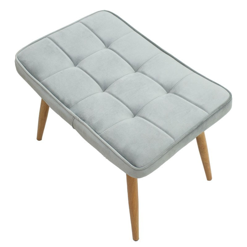 Fauteuil Maddison avec repose-pieds-coussin velours gris-naturel 68x72x98cm