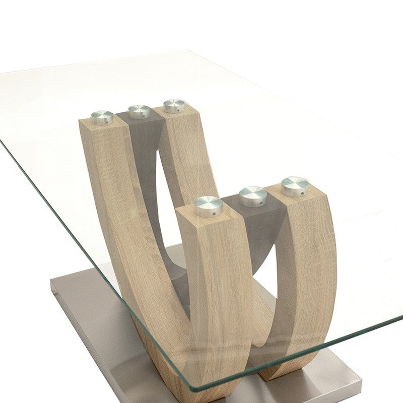Table basse Masai bois Sonoma en mélamine et verre 120 x 60 x 43 cm