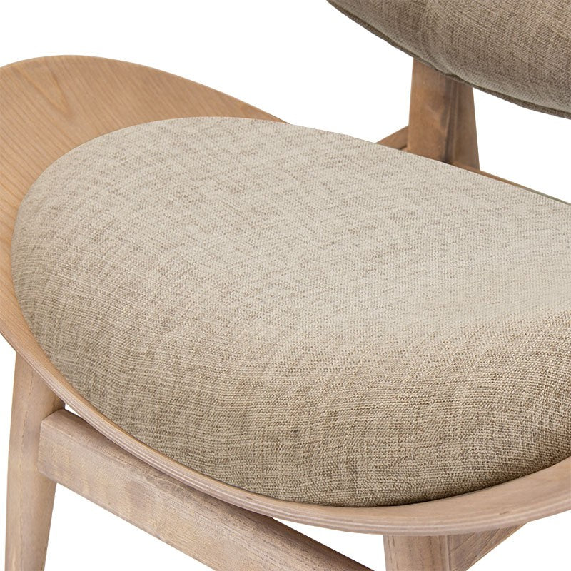 Fauteuil relax Udalle bois massif noyer-tissu beige-marron 77x70x82cm