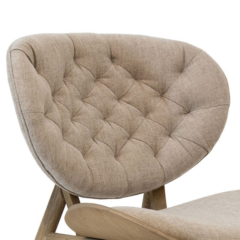 Fauteuil relax Udalle bois massif noyer-tissu beige-marron 77x70x82cm