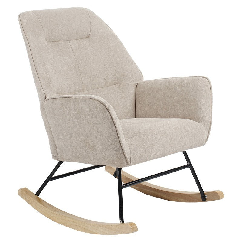 Fauteuil à bascule Exultant tissu crème-naturel 75x68x95cm