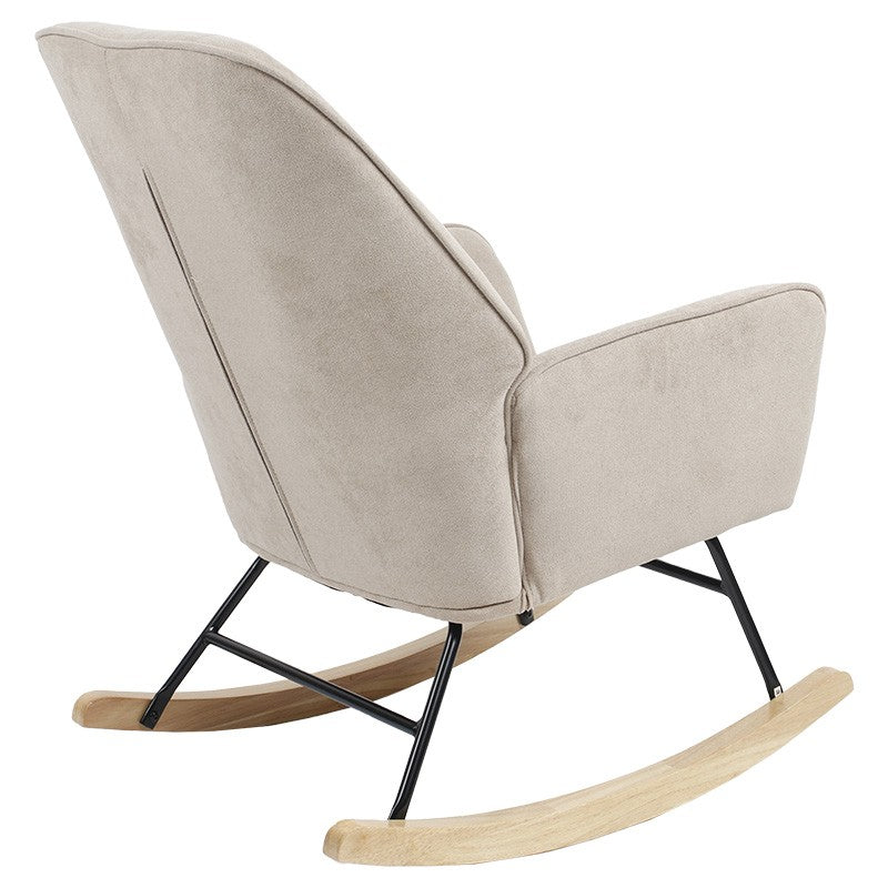 Fauteuil à bascule Exultant tissu crème-naturel 75x68x95cm