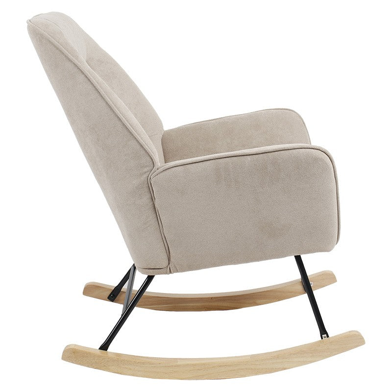 Fauteuil à bascule Exultant tissu crème-naturel 75x68x95cm