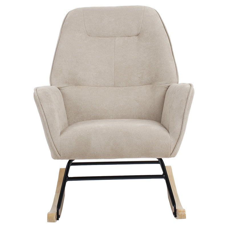 Fauteuil à bascule Exultant tissu crème-naturel 75x68x95cm