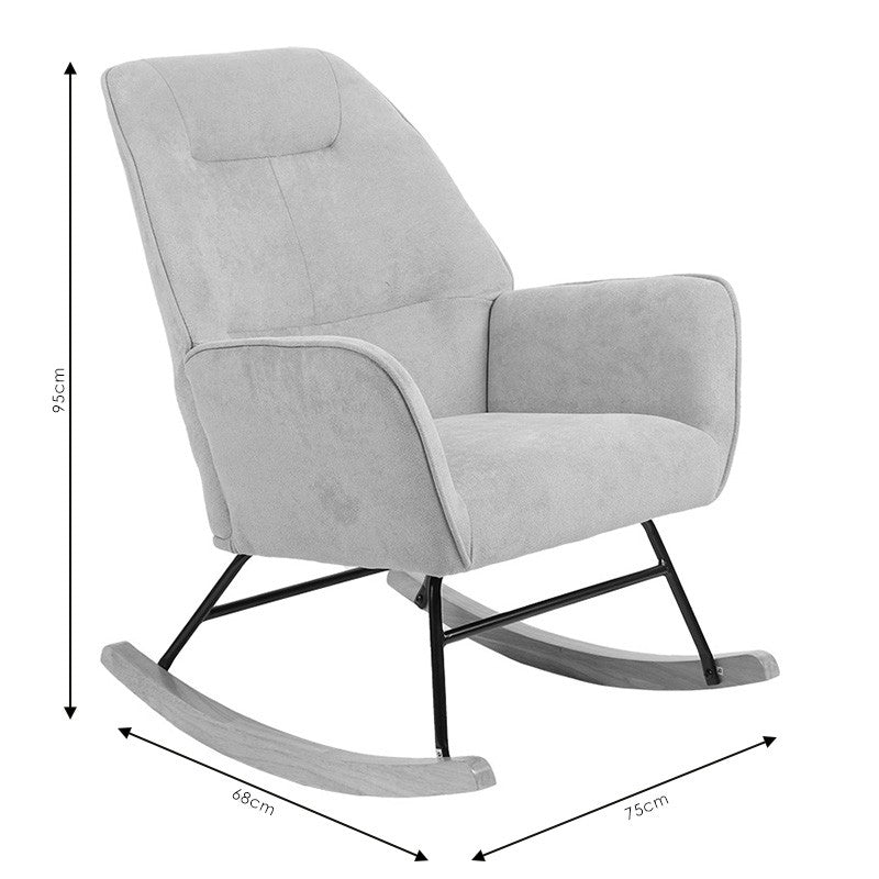 Fauteuil à bascule Exultant tissu crème-naturel 75x68x95cm