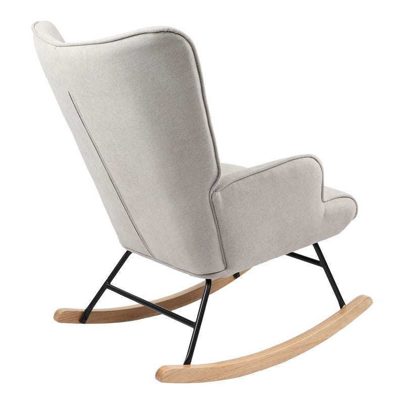 Fauteuil à bascule Georgia tissu gris clair-naturel 75x71x95cm