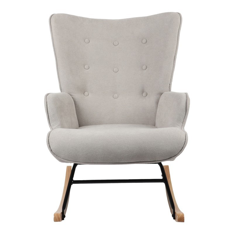 Fauteuil à bascule Georgia tissu gris clair-naturel 75x71x95cm