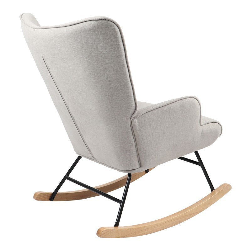 Fauteuil à bascule Georgia tissu gris clair-naturel 75x71x95cm