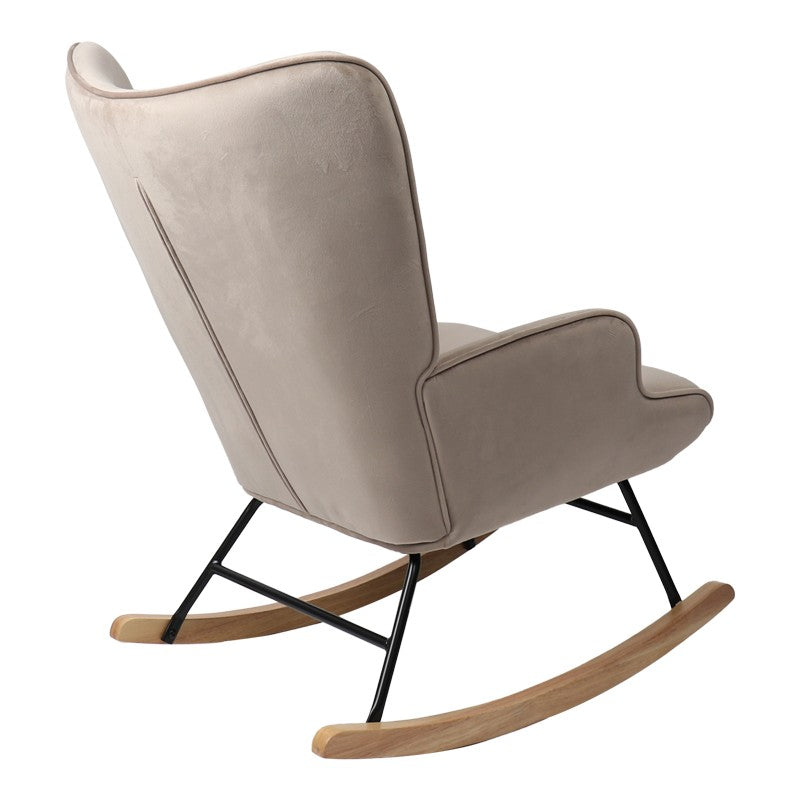 Fauteuil à bascule Georgia tissu velours beige-naturel 75x71x95cm