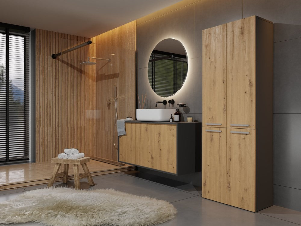 Meuble salle de bain armoire haute 174x30x60 cm anthracite