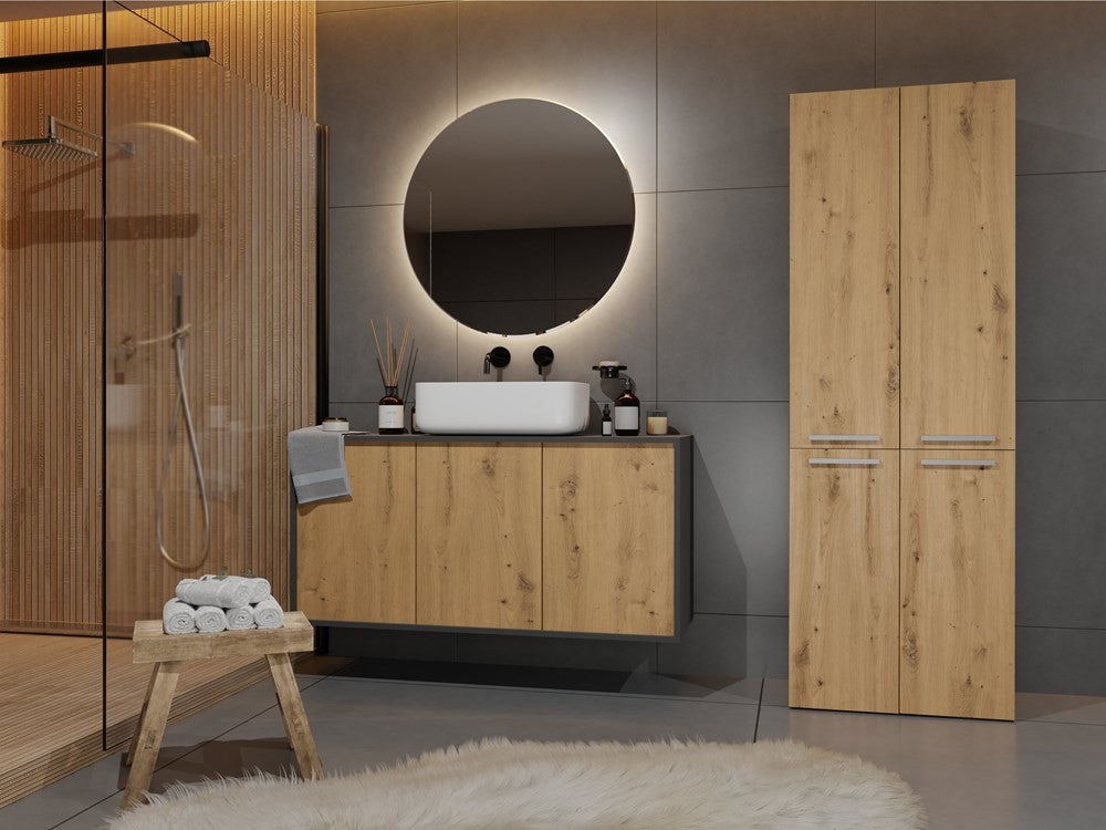 Meuble salle de bain armoire haute 174x30x60 cm anthracite