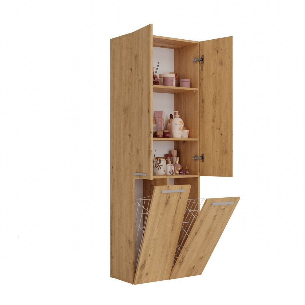 Meuble salle de bain armoire haute 174x30x60 cm bois artisan