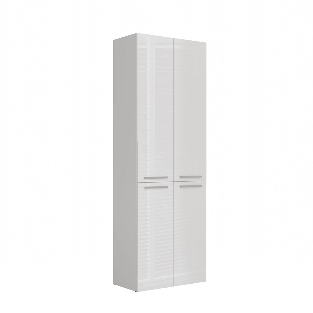 Meuble salle de bain armoire haute 174x30x60 cm bois blanc brillant