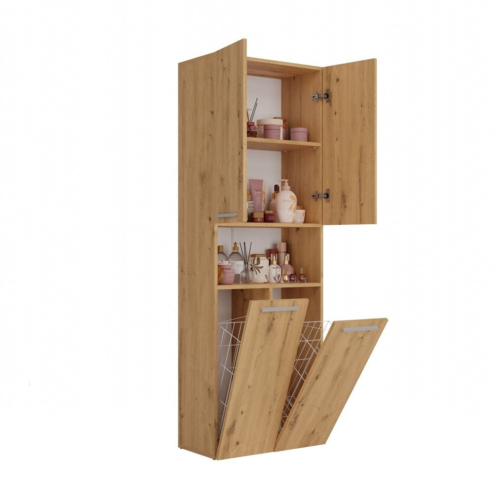 Meuble salle de bain armoire haute 174x30x60 cm bois artisan