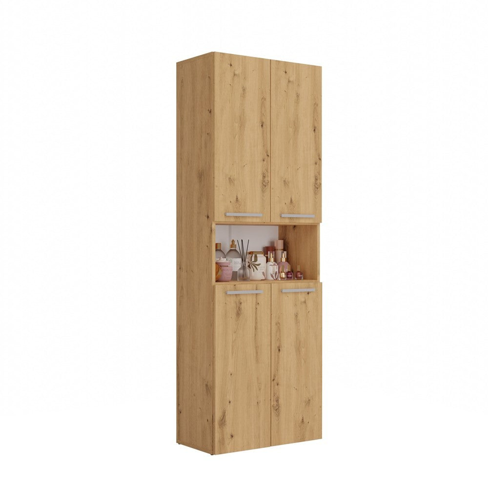 Meuble salle de bain armoire haute 174x30x60 cm bois artisan