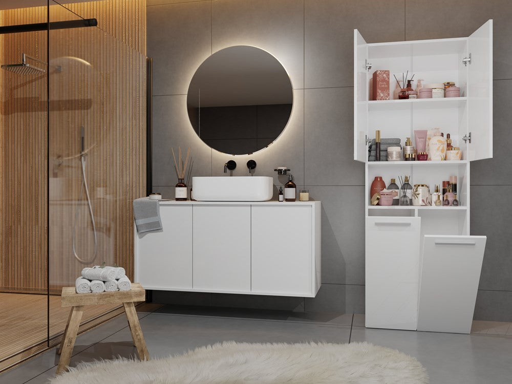 Meuble salle de bain armoire haute 174x30x60 cm blanc