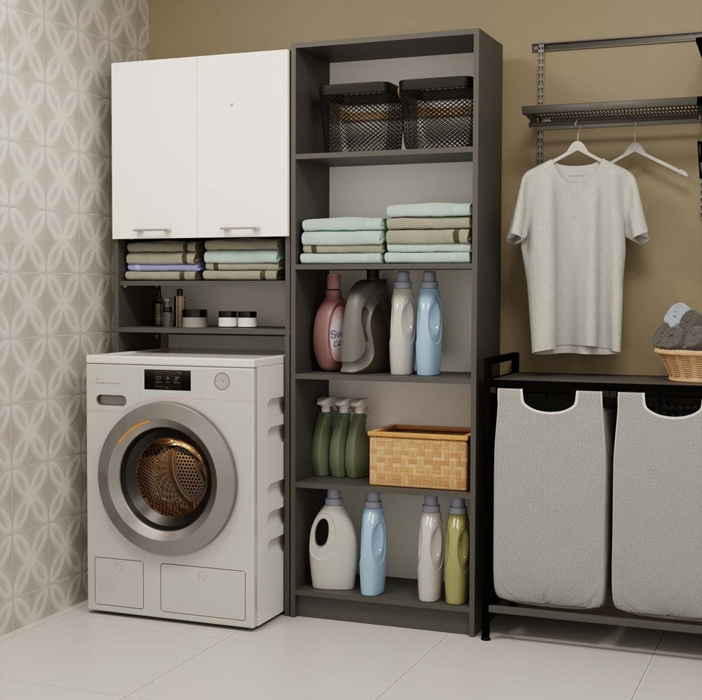 Meuble pour machine à laver anthracite blanc étagère 180X64X30 cm