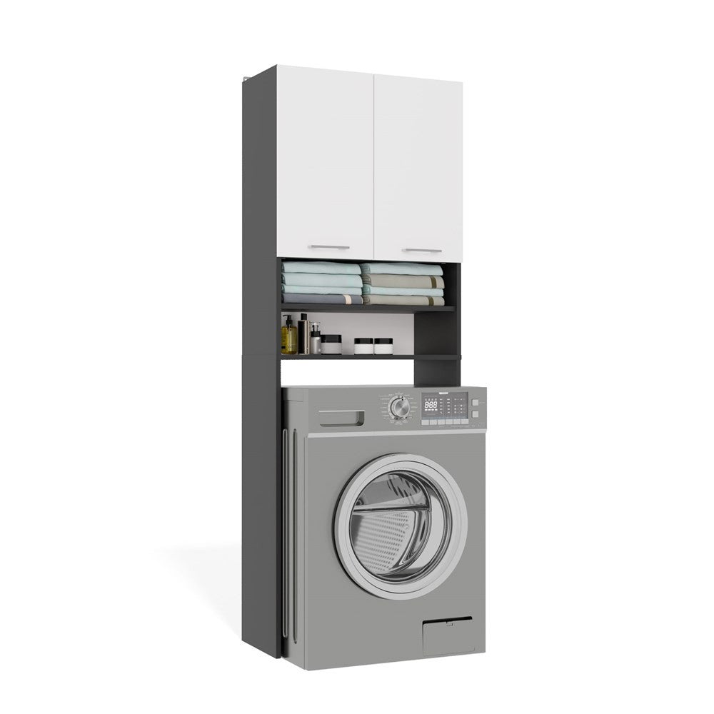 Meuble pour machine à laver anthracite blanc étagère 180X64X30 cm