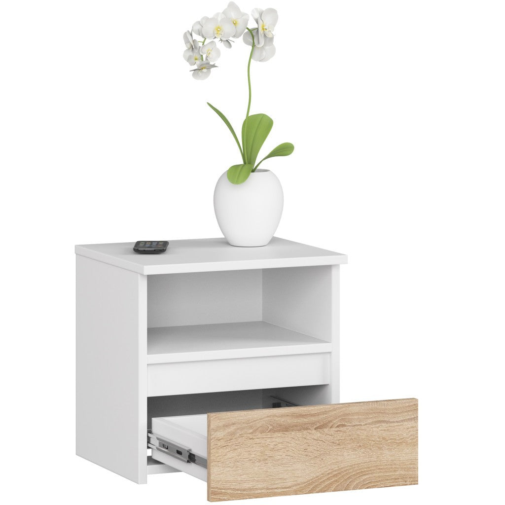 Table de chevet blanche tiroir chêne Sonoma 40X35X40 cm