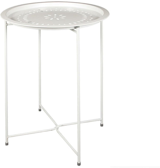 Table d'appoint en métal intérieur extérieur Blanc