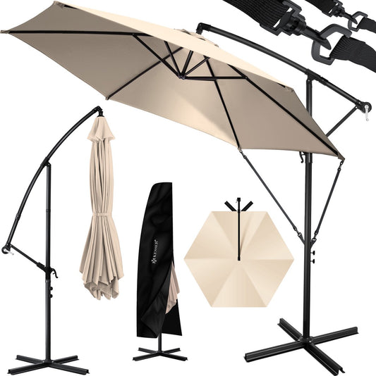 Parasol déporté avec pied 350cm x 350cm Beige