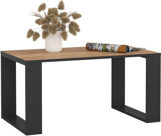 Table Basse Nox Chêne Craft Pieds Noirs 92x53x45 Cm