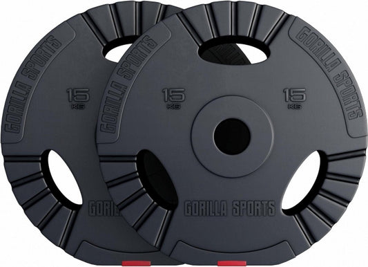 Lot de 2 disque de poids 30KG Olympique  2 x 15 kg - Pince en plastique - 50 mm