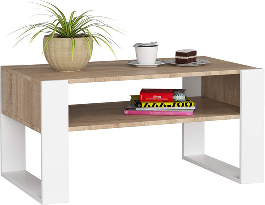 Table Basse bois Chêne Sonoma Blanc 92x53x45 Cm