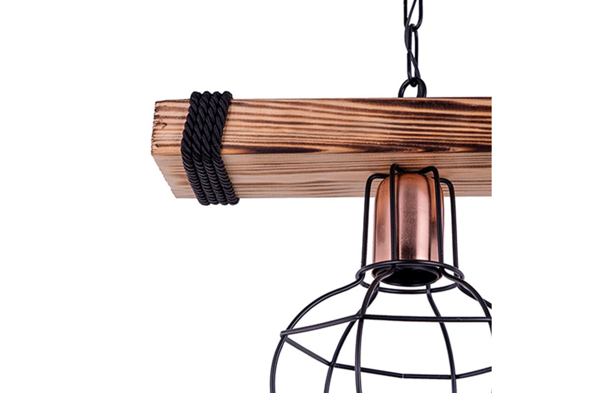Suspension luminaire Plafonnier  E27 noyer-noir 28,5x15x50cm