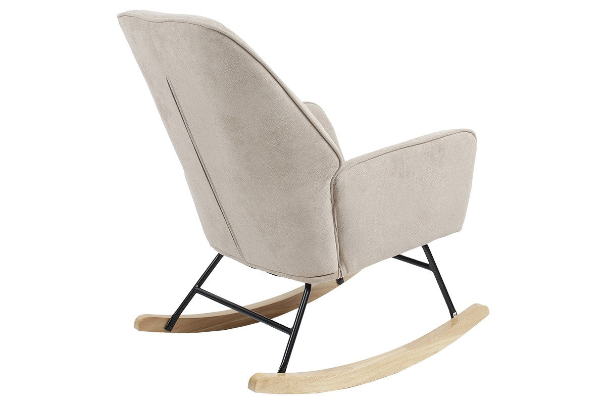 Fauteuil à bascule Exultant tissu crème-naturel 75x68x95cm