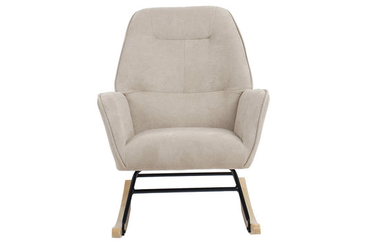 Fauteuil à bascule Exultant tissu crème-naturel 75x68x95cm