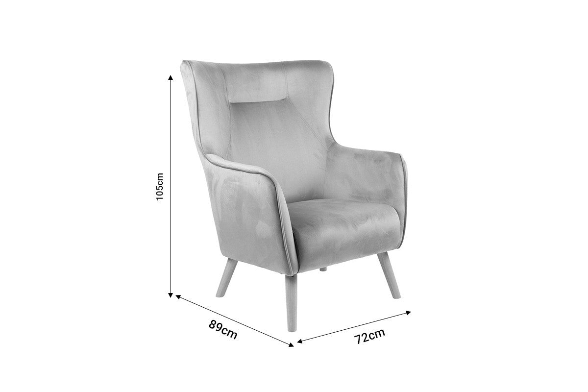 Fauteuil Insicive tissu velours beige-pied naturel 72x89x105cm