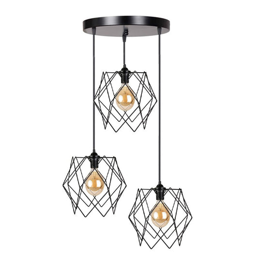 Plafonnier suspension luminaire 3 lumières Zocie E27 noir D30x85cm