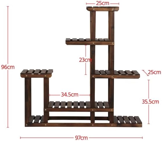 Étagère à Fleurs en Bois Porte Pots de Plante avec 7 Tablettes 97 x 25 x 96 cm