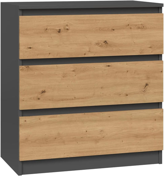 Commode 3 tiroirs 75x40x70 cm anthracite bois