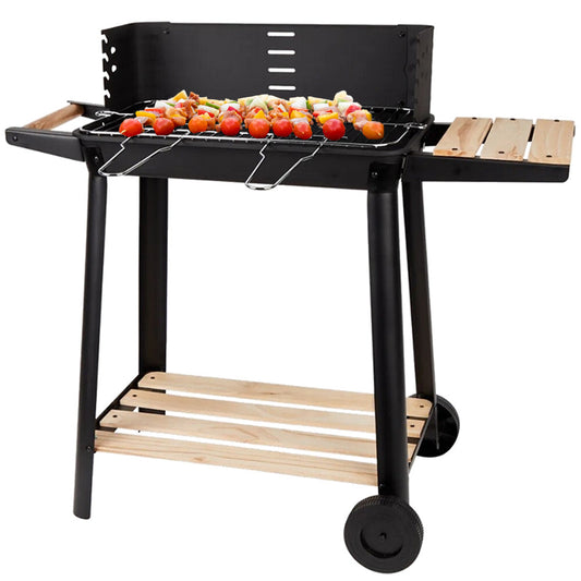 PALACIO Barbecue charbon avec étagères bois