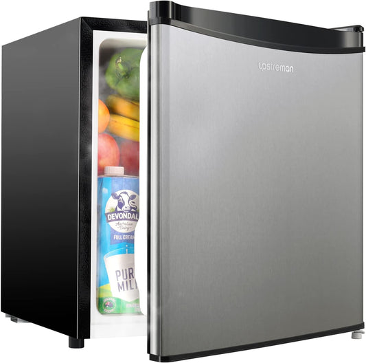 Mini Frigo réfrigérateur avec Congélateur Thermostat Réglable, Acier Inoxydable
