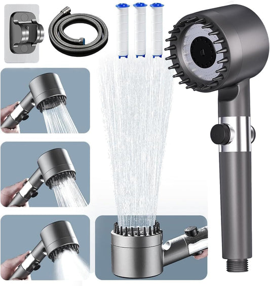 Pommeau de Douche massage Haute Pression Economiseur d'eau filtre Anti Calcaire  1.5M + Support