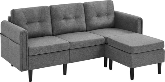 Canapé 3 Places avec Pouf Design Modern