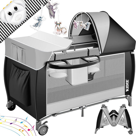 Lit bébé 3 en 1, voyage combiné avec matelas à langer, moustiquaire parc pour bébé sac de transport, pliable