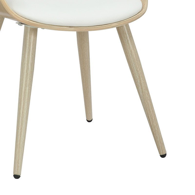 Fauteuil Austen PU blanc-pied naturel